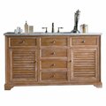 James Martin Vanities Savannah 60in Single Vanity, Driftwood w/ 3 CM Carrara Marble Top 238-104-5311-3CAR